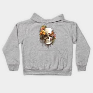 Spring skull watercolor Kids Hoodie